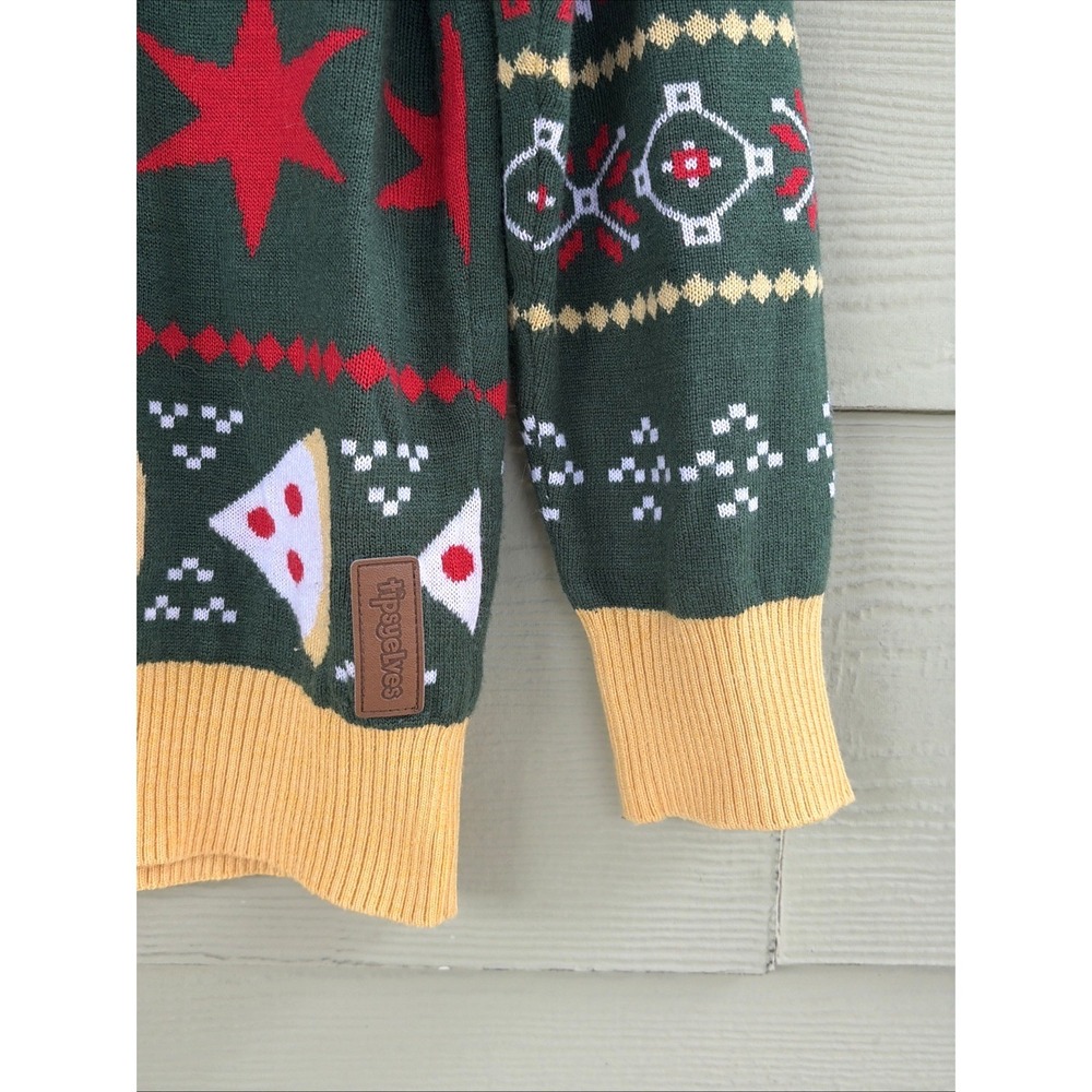 Tipsy Elves CHICAGO Skyline Pizza Ugly Christmas Holiday Crewneck Sweater Large - Picture 2 of 6
